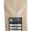 De achterkant van een bruin 1899 Espressobonen Medium Roast Ambachtelijk pak pak met een branddatum en houdbaarheidsdatum erop gestempeld